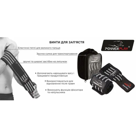 Картинка Бинты для запястья "PowerPlay" (арт. 3081) от магазина Sport-Power || Зображення Бинти для зап'ястя "PowerPlay" (арт. 3081) від магазину Sport-Power