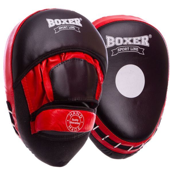 Картинка Лапы боксерские "BOXER", гнутые (кожаные) от магазина Sport-Power