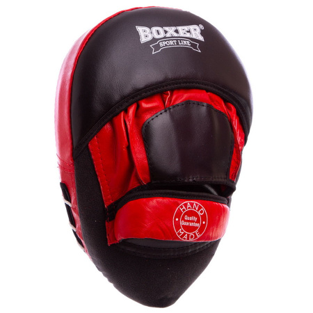 Картинка Лапы боксерские "BOXER", гнутые (кожаные) от магазина Sport-Power || Зображення Лапи боксерські "BOXER", гнуті (шкіряні) від магазину Sport-Power