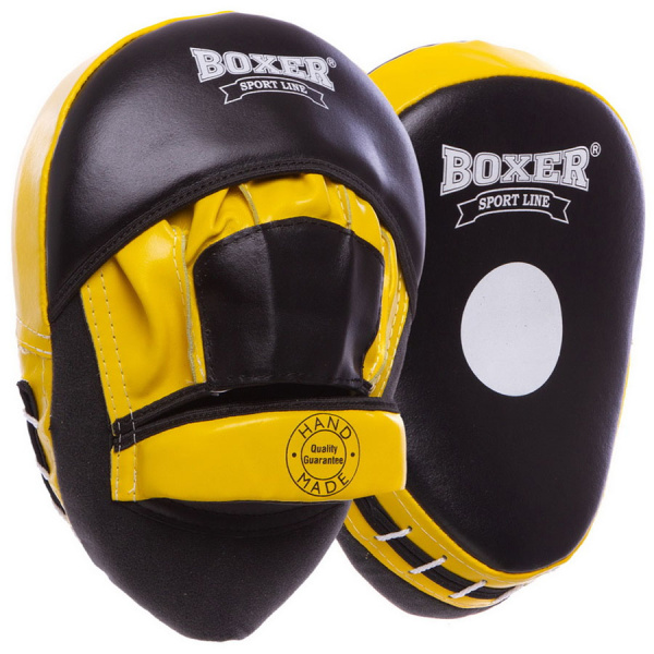 Картинка Лапы боксерские "BOXER", гнутые (кожаные) от магазина Sport-Power